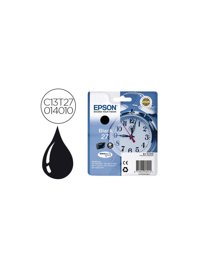 Ink-jet epson 27 wf 3620 / 3640 / 7110 / 7610 / 7620 negro 350 pag Ink-jet epson 27 wf 3620 / 3640 / 7110 / 7610 / 7620 negro 350 pag