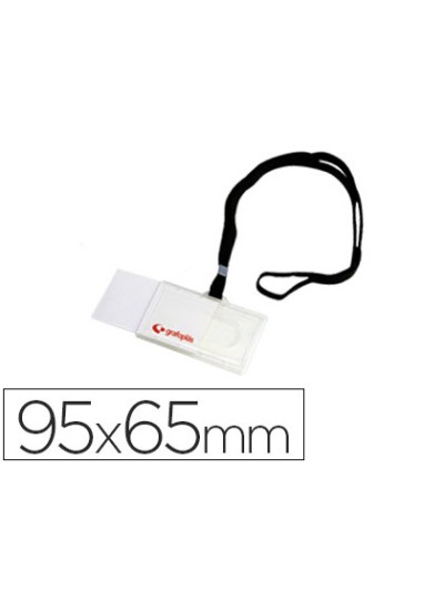 Identificador con cordon plano negro grafoplas 65x95 mm con apertura lateral