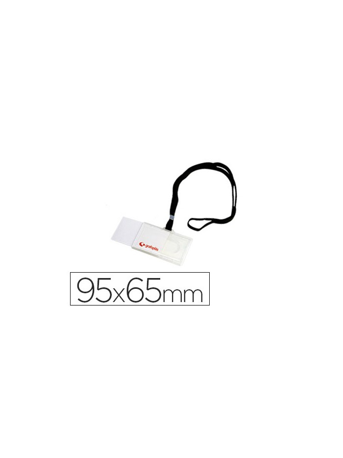 Identificador con cordon plano negro grafoplas 65x95 mm con apertura lateral Identificador con cordon plano negro grafoplas 65x95 mm con apertura lateral