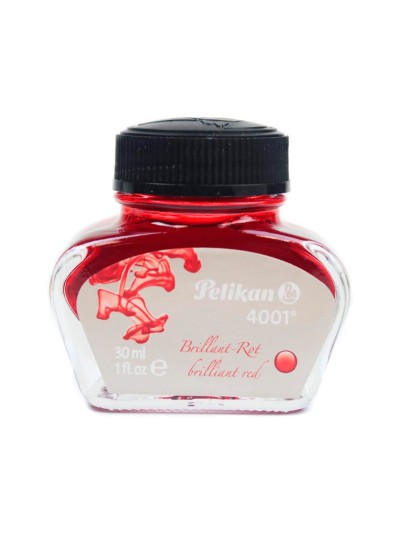 Tinta estilografica pelikan 4001 rojo brillante bote 30 ml