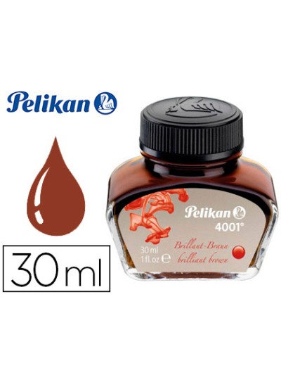 Tinta estilografica pelikan 4001 marron brillante bote 30 ml