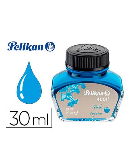 Tinta estilografica pelikan 4001 turquesa bote 30 ml