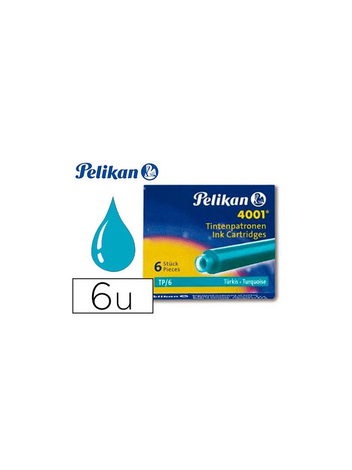 Tinta estilografica pelikan tp6 turquesa caja de 6 cartuchos Tinta estilografica pelikan tp6 turquesa caja de 6 cartuchos