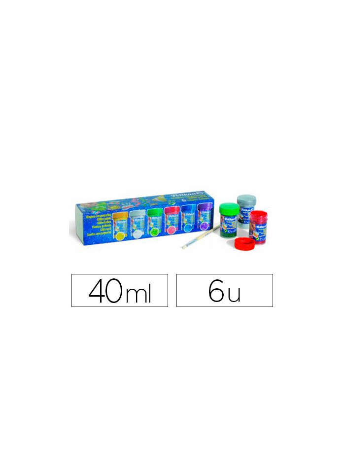 Tempera pelikan glitter 20 ml 942/20s caja 6 colores surtidos + pincel Tempera pelikan glitter 20 ml 942/20s caja 6 colores surtidos + pincel