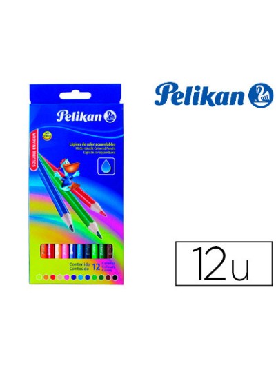 Lapices de colores pelikan hexagonales acuarelables mina 3mm caja de 12 colores surtidos