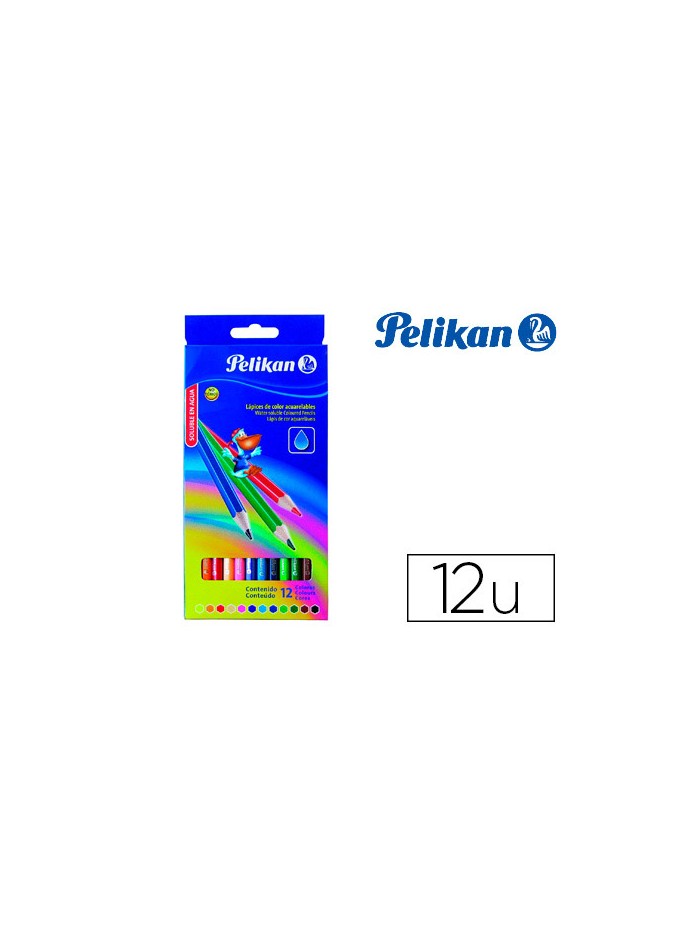 Lapices de colores pelikan hexagonales acuarelables mina 3mm caja de 12 colores surtidos Lapices de colores pelikan hexagonales acuarelables mina 3mm caja de 12 colores surtidos