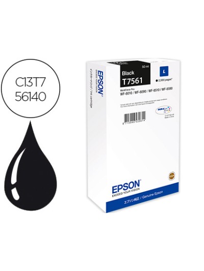 Ink-jet epson t7561 negro l wf-8010dw / 8090d3twc / 8510dwf / 8590dwf capacidad 2500 pag