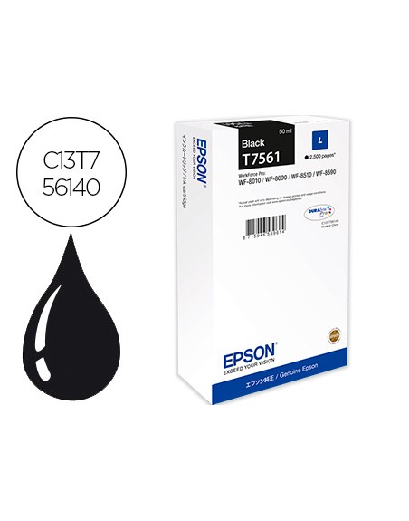 Ink-jet epson t7561 negro l wf-8010dw / 8090d3twc / 8510dwf / 8590dwf capacidad 2500 pag