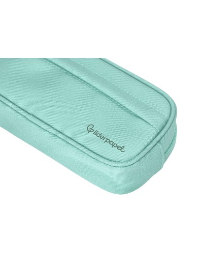 Estuche portatodo liderpapel classic ovalado 2 cremalleras con bolsillo delantero 210x90mm verde manzana