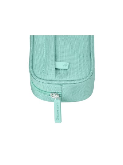 Estuche portatodo liderpapel classic ovalado 2 cremalleras con bolsillo delantero 210x90mm verde manzana