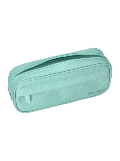 Estuche portatodo liderpapel classic ovalado 2 cremalleras con bolsillo delantero 210x90mm verde manzana