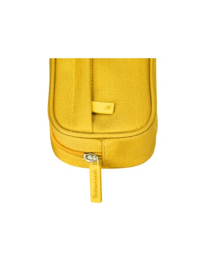 Estuche portatodo liderpapel classic ovalado 2 cremalleras con bolsillo delantero 210x90mm amarillo