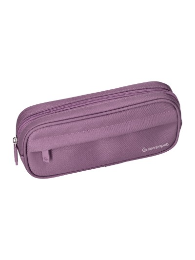 Estuche portatodo liderpapel classic ovalado 2 cremalleras con bolsillo delantero 210x90mm morado empolvado