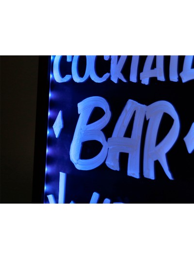 Pizarra cristal liderpapel con led en caballete de madera para rotuladores tipo tiza 50x90cm