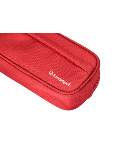 Estuche portatodo liderpapel classic ovalado 2 cremalleras con bolsillo delantero 210x90mm rojo