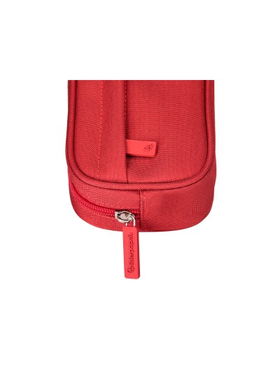Estuche portatodo liderpapel classic ovalado 2 cremalleras con bolsillo delantero 210x90mm rojo
