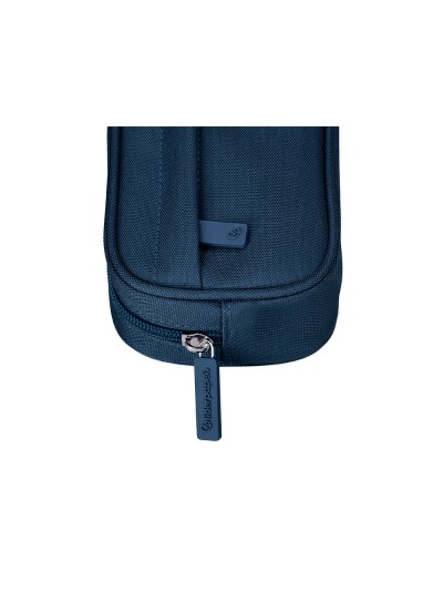 Estuche portatodo liderpapel classic ovalado 2 cremalleras con bolsillo delantero 210x90mm azul marino