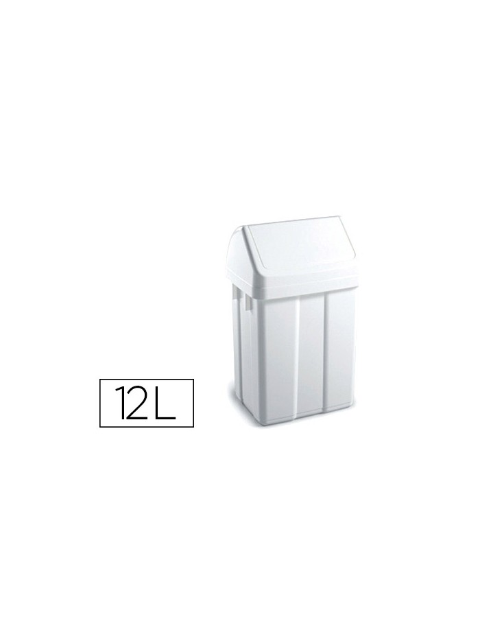 Papelera contenedor tts plastico con tapadera max 12 litros blanca 400x230x200 mm Papelera contenedor tts plastico con tapadera max 12 litros blanca 400x230x200 mm