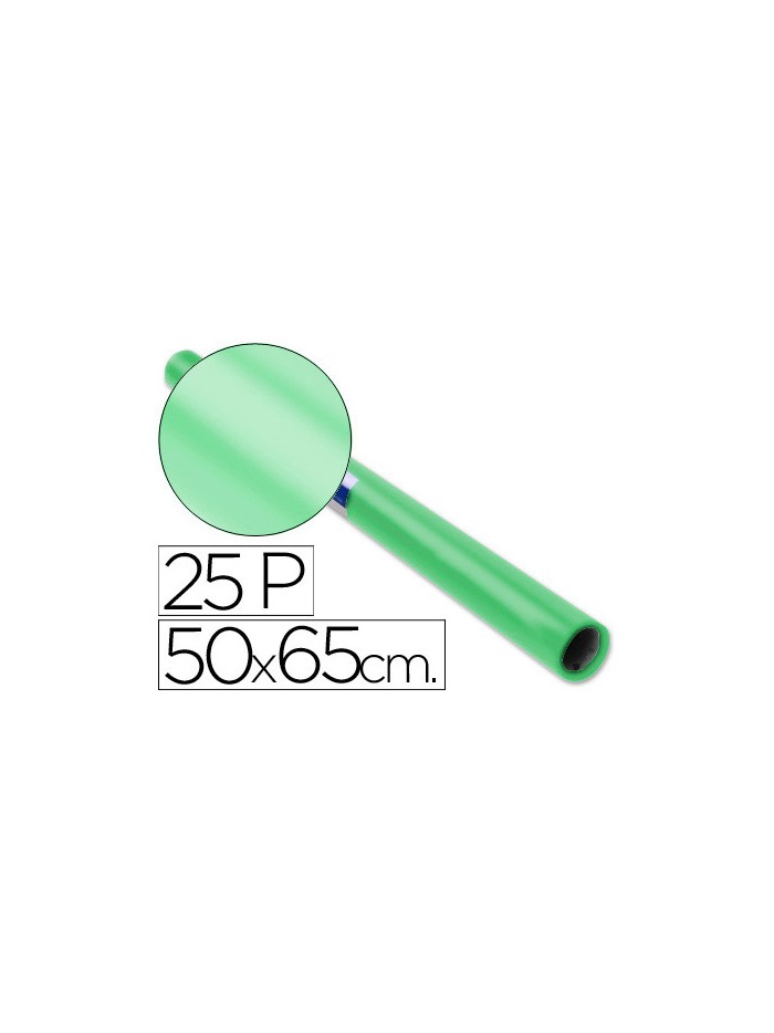 Papel charol verde palido rollo 25 hojas de 50x65 cm Papel charol verde palido rollo 25 hojas de 50x65 cm