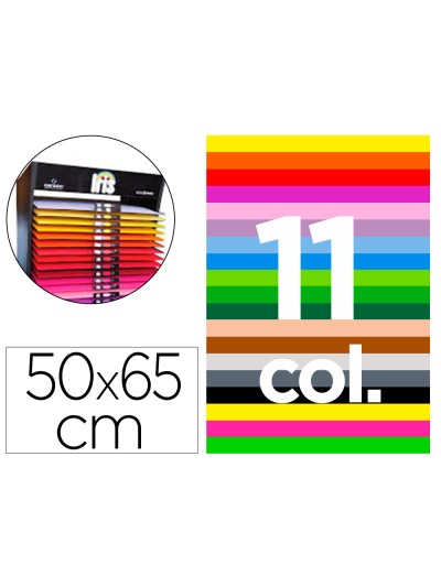 Cartulina guarro 50x65 cm contenido /'d/' 25 hojas x 11 colores 185 gr