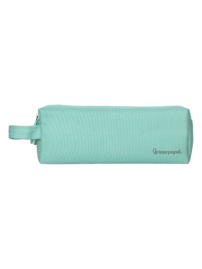 Estuche portatodo liderpapel classic rectangular con asa 2 cremalleras 210 x80mm verde manzana