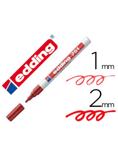 Rotulador edding punta fibra 751 rojo punta redonda 1-2 mm