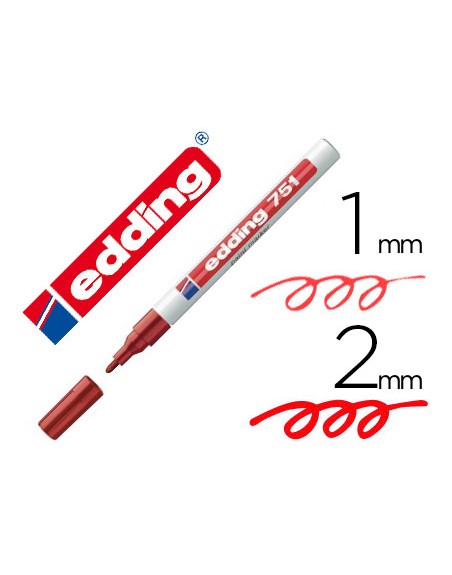 Rotulador edding punta fibra 751 rojo punta redonda 1-2 mm