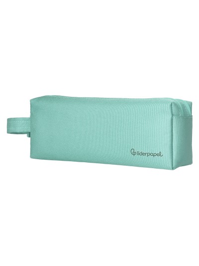Estuche portatodo liderpapel classic rectangular con asa 2 cremalleras 210 x80mm verde manzana