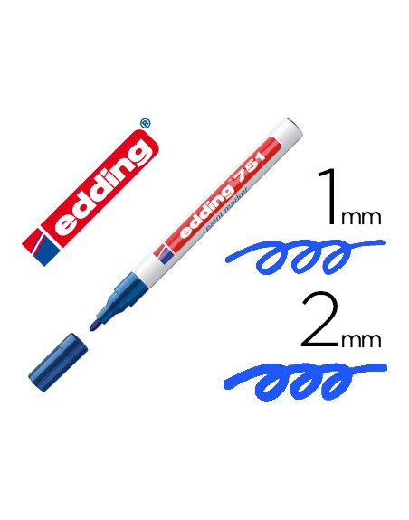 Rotulador edding punta fibra 751 azul punta redonda 1-2 mm