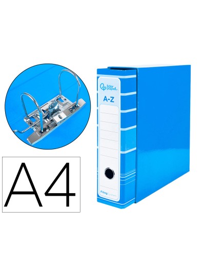 Archivador de palanca liderpap el a4 filing system forrado sin rado lomo 80mm celeste con caja y compresor metalico