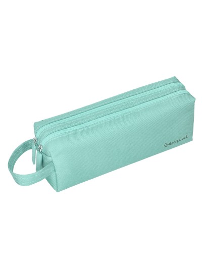 Estuche portatodo liderpapel classic rectangular con asa 2 cremalleras 210 x80mm verde manzana