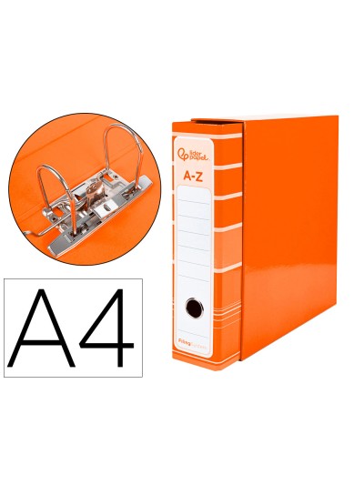 Archivador de palanca liderpap el a4 filing system forrado sin rado lomo 80mm naranja con caja y compresor metalico