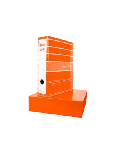 Archivador de palanca liderpap el a4 filing system forrado sin rado lomo 80mm naranja con caja y compresor metalico