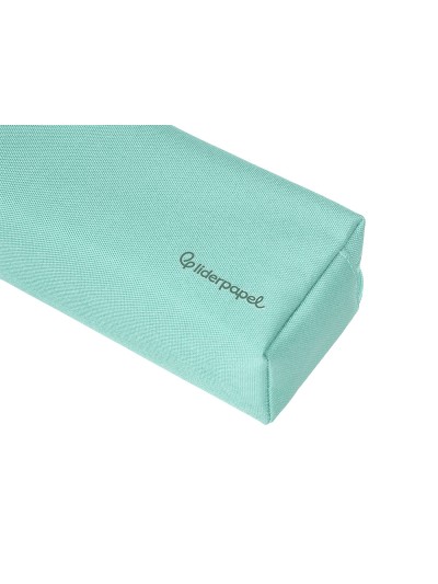 Estuche portatodo liderpapel classic rectangular con asa 2 cremalleras 210 x80mm verde manzana