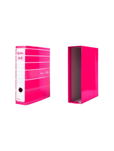 Archivador de palanca liderpap el a4 filing system forrado sin rado lomo 80mm rosa con caja y compresor metalico
