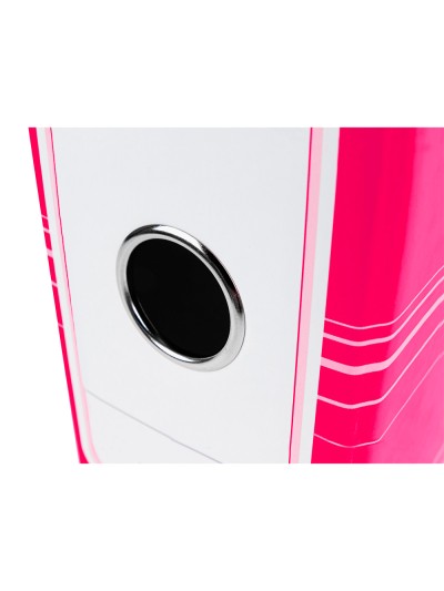 Archivador de palanca liderpap el a4 filing system forrado sin rado lomo 80mm rosa con caja y compresor metalico