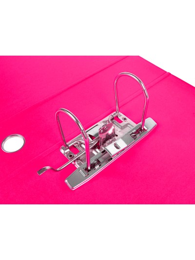 Archivador de palanca liderpap el a4 filing system forrado sin rado lomo 80mm rosa con caja y compresor metalico