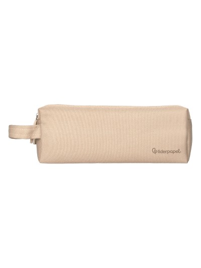 Estuche portatodo liderpapel classic rectangular con asa 2 cremalleras 210 x80mm crema