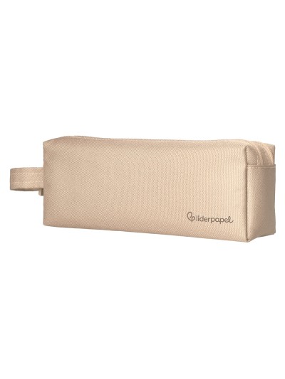 Estuche portatodo liderpapel classic rectangular con asa 2 cremalleras 210 x80mm crema