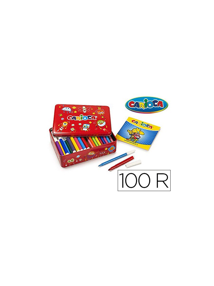 Rotulador carioca color kit caja metalica de 100 unidades surtidas + album colorear Rotulador carioca color kit caja metalica de 100 unidades surtidas + album colorear