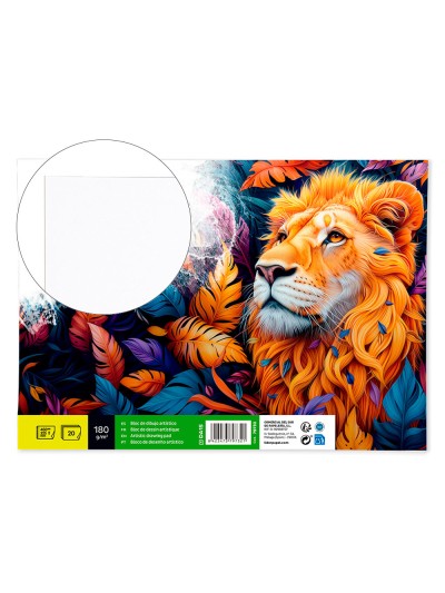 Bloc dibujo liderpapel lineal espiral 460x325 mm 20 hojas 180 gr/m2 con recuadro perforado