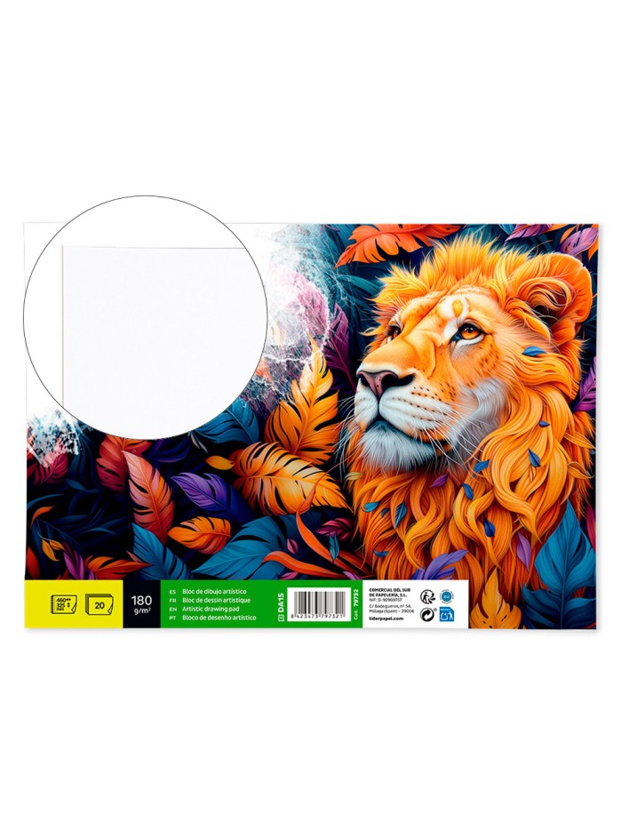 Bloc dibujo liderpapel lineal espiral 460x325 mm 20 hojas 180 gr/m2 con recuadro perforado Bloc dibujo liderpapel lineal espiral 460x325 mm 20 hojas 180 gr/m2 con recuadro perforado