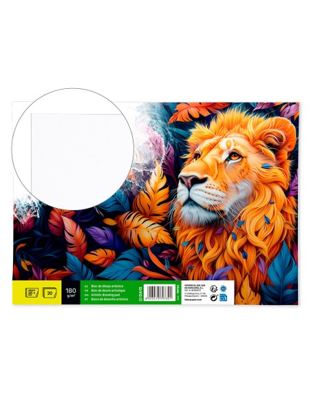 Bloc dibujo liderpapel lineal espiral 460x325 mm 20 hojas 180 gr/m2 con recuadro perforado