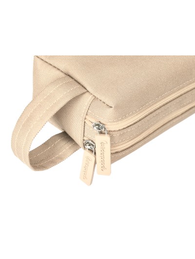 Estuche portatodo liderpapel classic rectangular con asa 2 cremalleras 210 x80mm crema