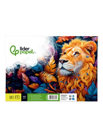 Bloc dibujo liderpapel lineal espiral 460x325 mm 20 hojas 180 gr/m2 con recuadro perforado