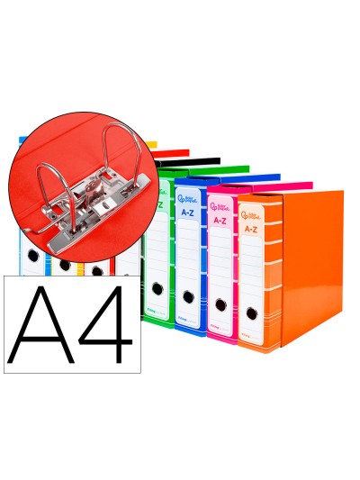Archivador de palanca liderpapel a4 filing system forrado sin rado lomo 80 mm colores surtidos con caja y