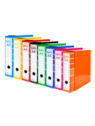 Archivador de palanca liderpapel a4 filing system forrado sin rado lomo 80 mm colores surtidos con caja y