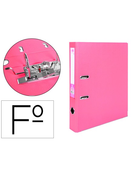 Archivador de palanca liderpapel folio documenta forrado pvc con rado lomo 52 mm rosa compresor metalico