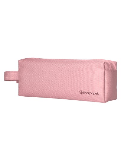 Estuche portatodo liderpapel classic rectangular con asa 2 cremalleras 210 x80mm rosa