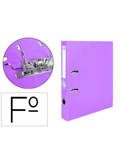 Archivador de palanca liderpapel folio documenta forrado pvc con rado lomo 52 mm lila compresor metalico